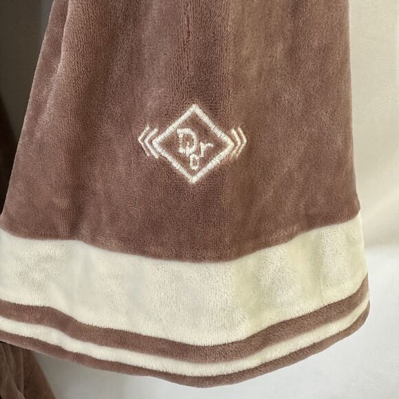 VTG Christian Dior Lounge Wear Velvet Robe Velour Long Embroidered SMALL - Picture 4 of 7